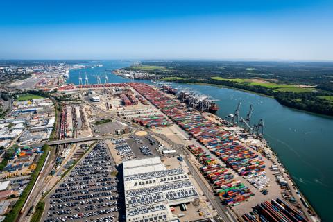 Landscape view of Port of Southampton 