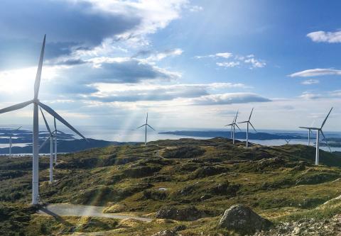 Horizon view of the Midtfjellet wind park 
