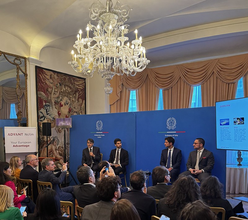 Transport infrastructure presenters at the Italian embassy, Francesco Luciano, Alberto Rossi, Carlo Forattini, and Luca Lupo